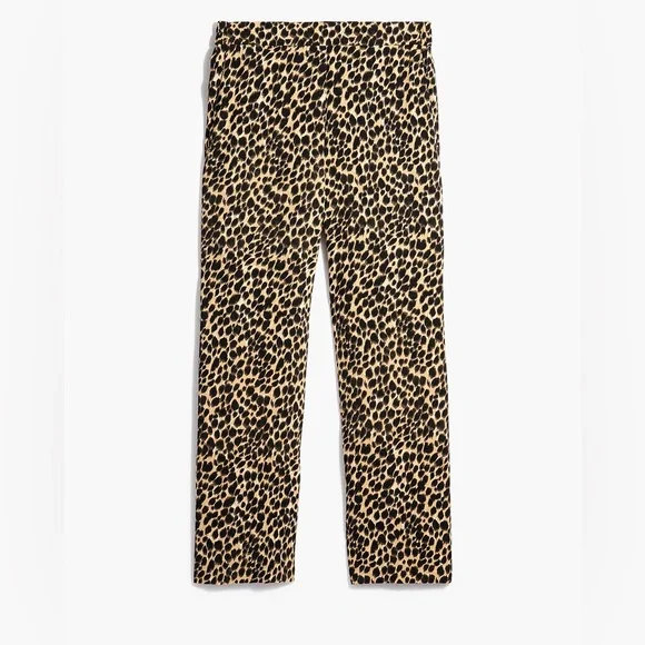 J.crew Leopard wide-leg cropped Jamie pant with elastic waist size 00 - Picture 1 of 11